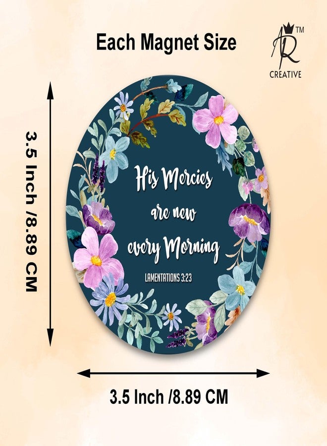 AR Creative His Mercies New - Bible Verse Fridge Magnet for Home Decoration, MDF Wooden Quotes Magnet, Home, Office Decor (3.5 x 3.5 inch) Set of 4 - Image 4